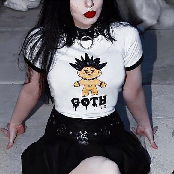 Goth Wishnik Troll Doll Crop Top - Picture 6 of 13